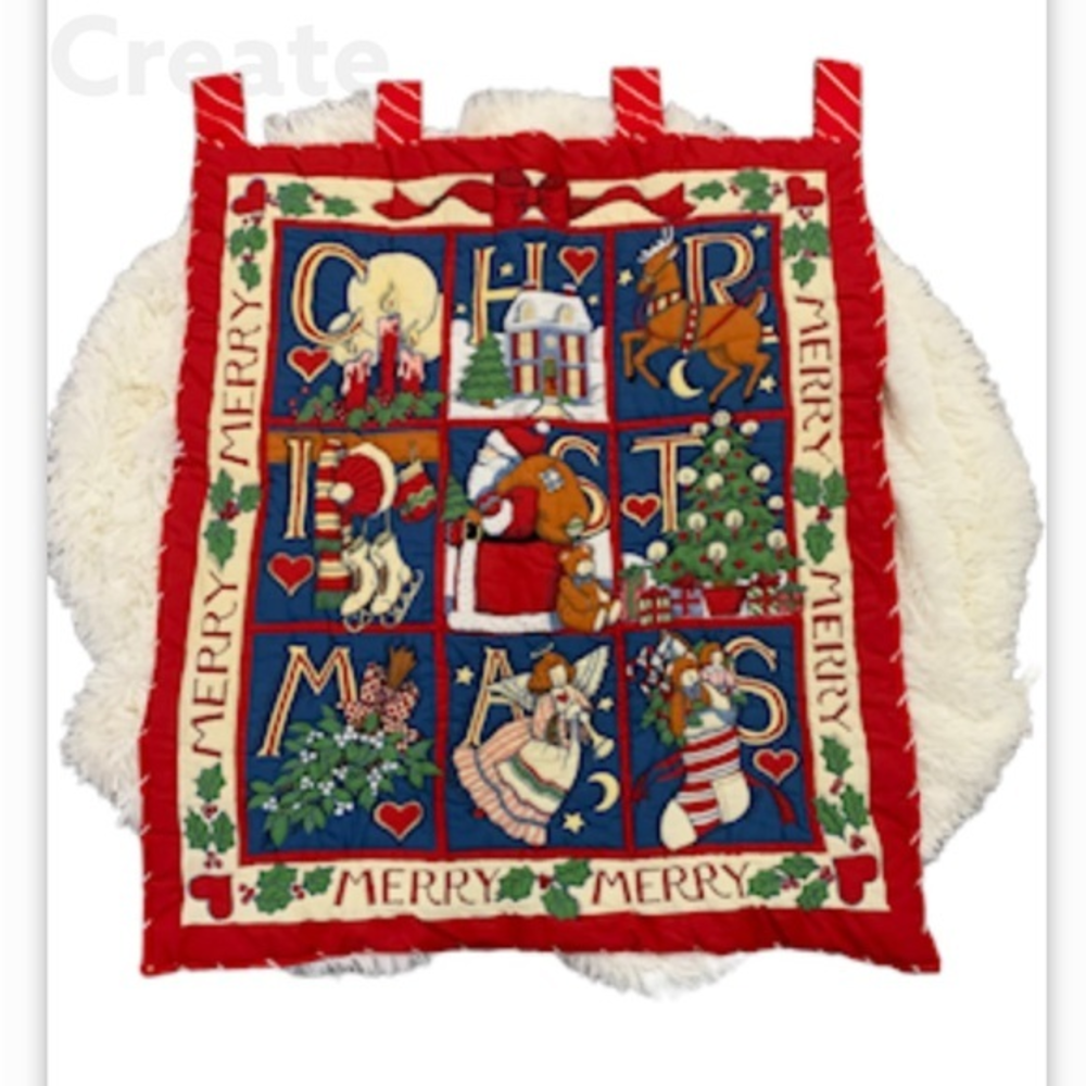 Old Time Merry Merry Christmas Theme‎ Hanging Banner 37x32 Fabric
